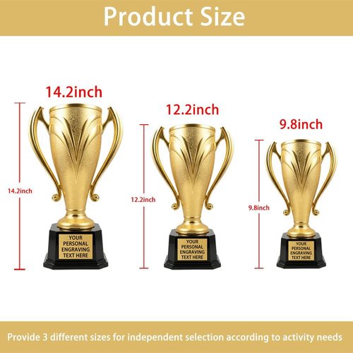 Custom Trophy Award - Personalized 9.8" Gold Cup Trophy with Engraved Text & Logo for Teams | Competitions