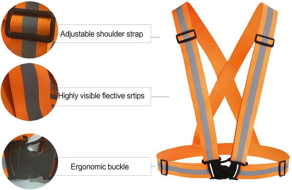 Skiennix Reflective Running Vest - Adjustable Safety Gear with High Visibility Straps | 3-Pack