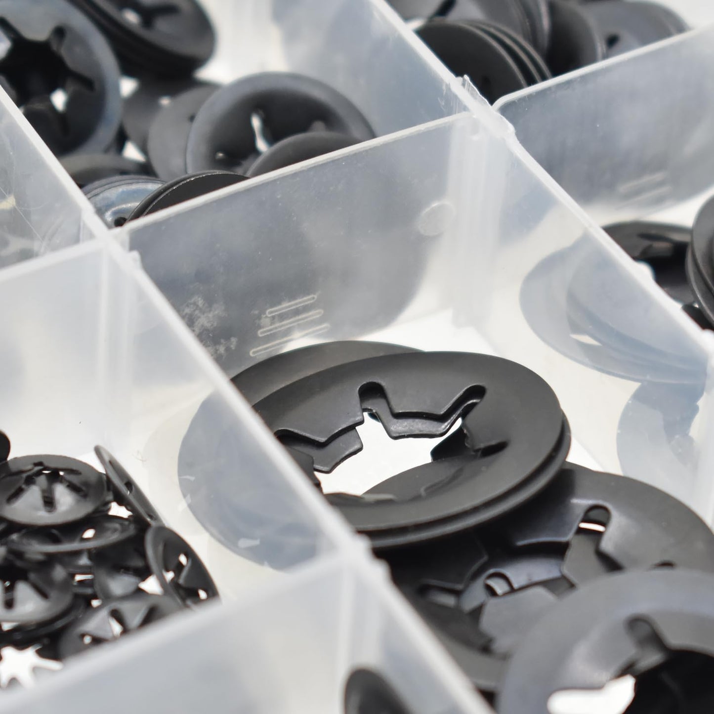 BDS-HOME 340 PCS 7sizes Internal Tooth Starlock Washers Assortment Kit, 65Mn Steel Fasteners Washers Black Oxide Finish Quick Speed Locking Washers