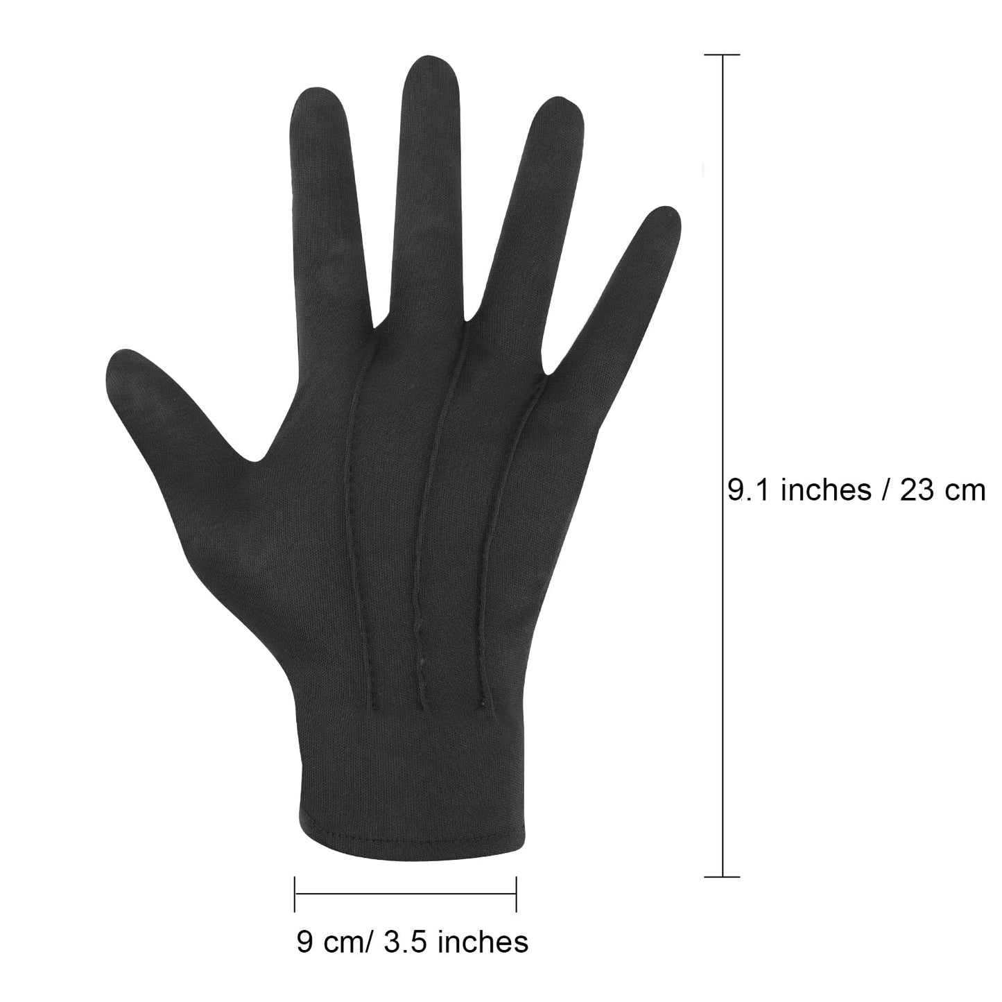 Senkary 3 Pairs Black Cotton Gloves for Men Women, Parade Formal Costume Gloves for Tuxedo Server Jewelry Inspection Guard