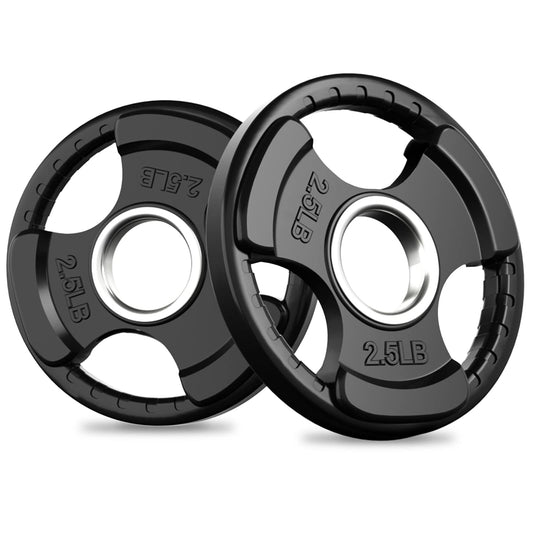RitFit Olympic Rubber Grip Weight Plates, 2-Inch Barbell Set