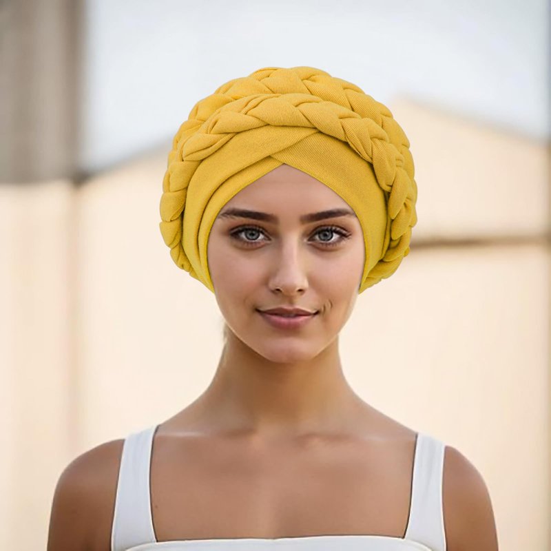 DRESHOW African Women Turban Caps Beanie Twist Headscarf Pre-Tied Double Twisted Braids Hair Cover Wrap Hat Headwraps for Black Women Chemo Cancer Cap