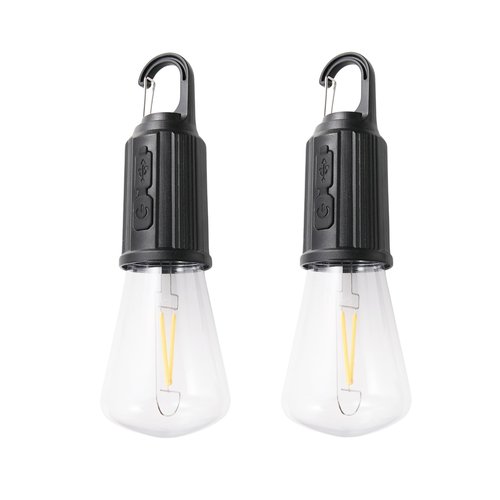 Vagocom 2Pcs Rechargeable Camping Light Bulbs,Portable LED Camping Lanterns,Hanging Tent Lamp with 3 Lighting Modes and Hook for Emergency, Hiking, Fishing, Backpacking,Power Outages