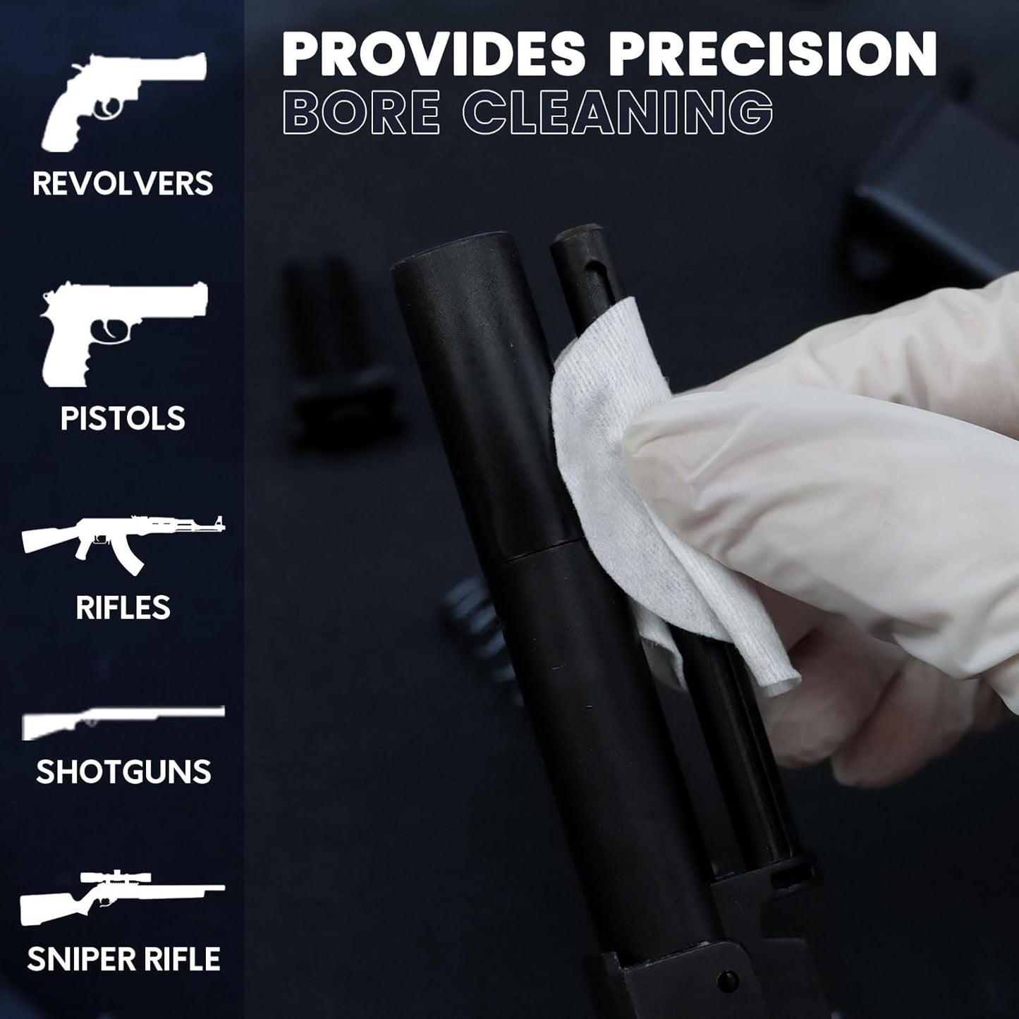 PINGMIC Gun Cleaning Kit - 1200/800/600PCS with Pointed Swabs & Lint-Free Patches | Fits Most Calibers