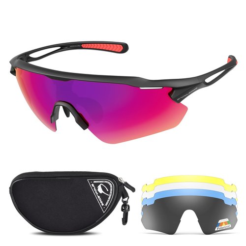 HUBO SPORTS Sports Sunglasses for Men Women with 5 Interchangeable Lenses, Polarized Cycling Sunglasses with Anti-Uv400 for Driving Fishing Golf