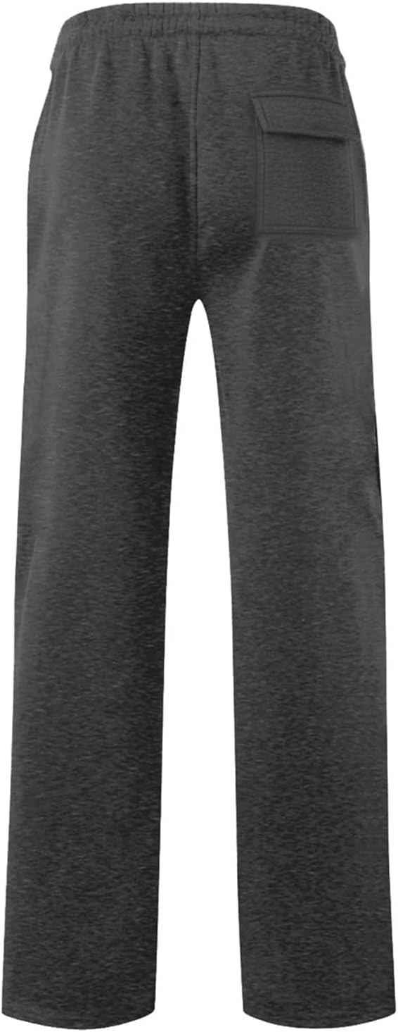 Waterwang Men's Fleece Joggers - Casual Cotton Sweatpants with Pockets | Loose Fit, Open Bottom