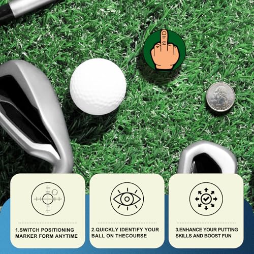 Middle Finger Golf Ball Marker with Magnetic Clip - Green