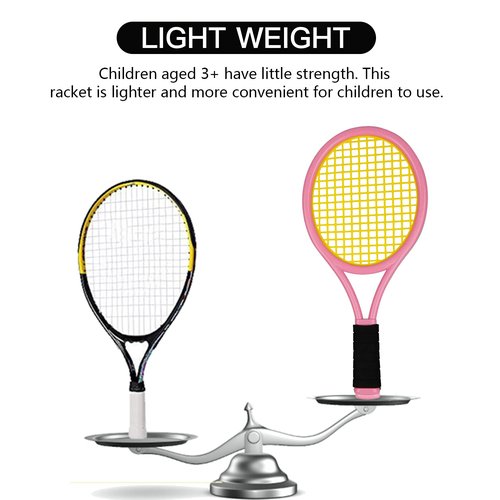 Crefotu Tennis Racket Set for Children,17 Inch Racquet with 3 Soft Balls,1 Tennis Ball and 4 Badminton Balls for Toddler Indoor/Outdoor Sports