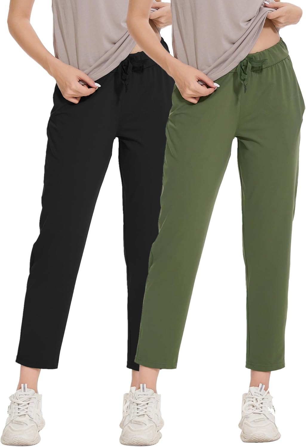 Skiennix Women's Golf Pants - Stretchy 7/8 Ankle Sweatpants with Deep Pockets for Work & Travel