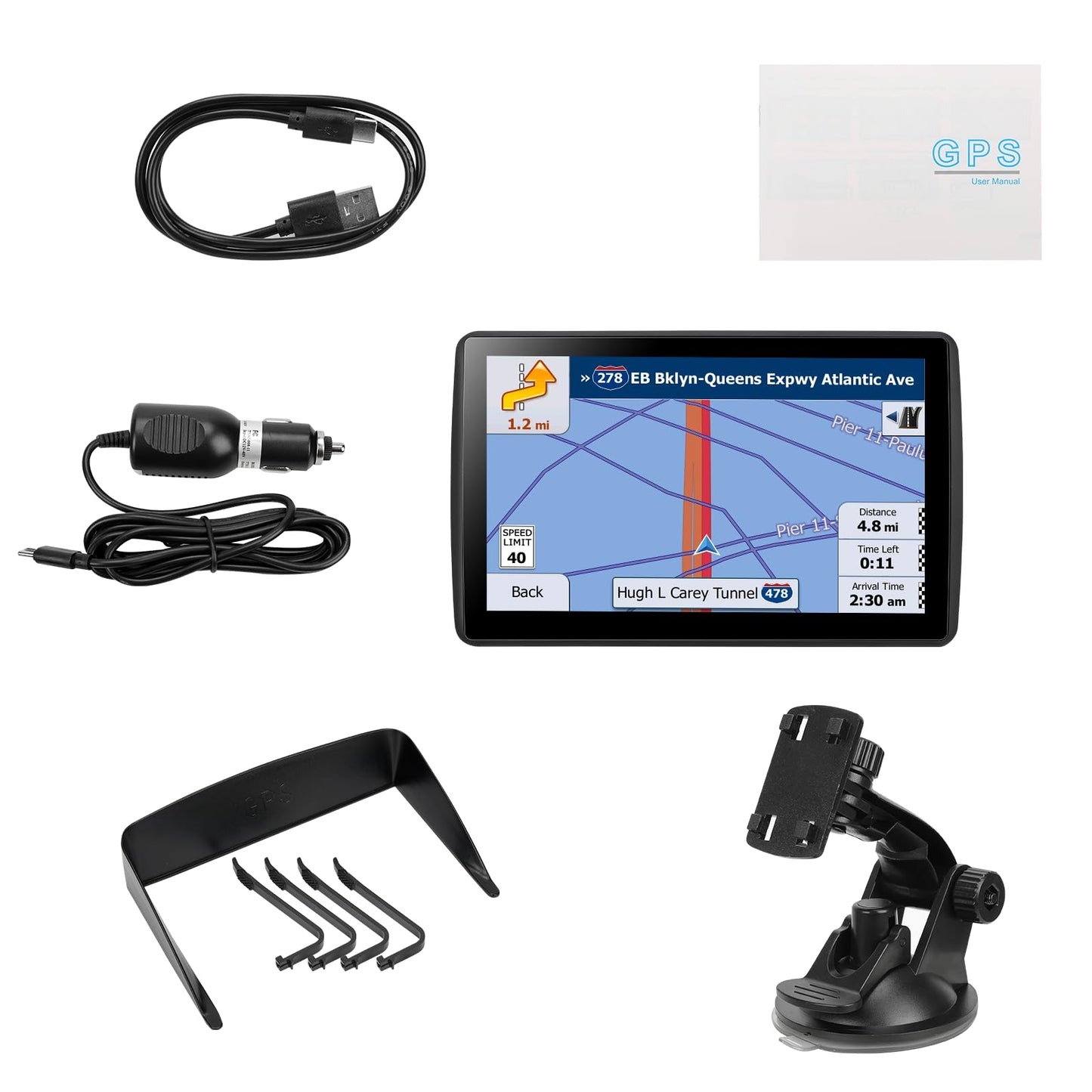 7'' GPS Navigator for Car Truck RV - 2026 North America Maps Free Lifetime Updates, Touchscreen Navigation System, Speed & Red Light Warning, Turn-by-Turn Voice Guidance, for All Cars