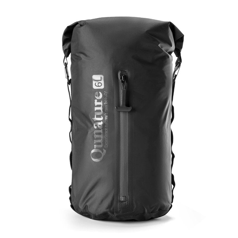 QUNATURE Bike Front Fork Bag Waterproof 3L/6L/12L, Ultralight with Side Zipper & Quick-Compress Roll System, Fully-Taped TPU Nylon, Mount on Fork/Handlebar/Rack for MTB Road Bike, Black Medium