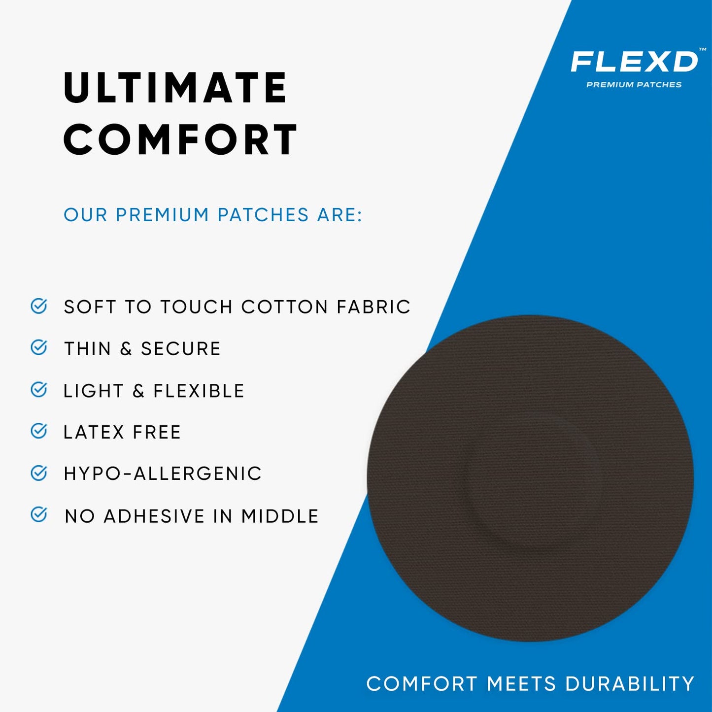 Flexd - Libre 3 Sensor Covers Waterproof, Freestyle Adhesive Patches (Pack of 30) Round, Black