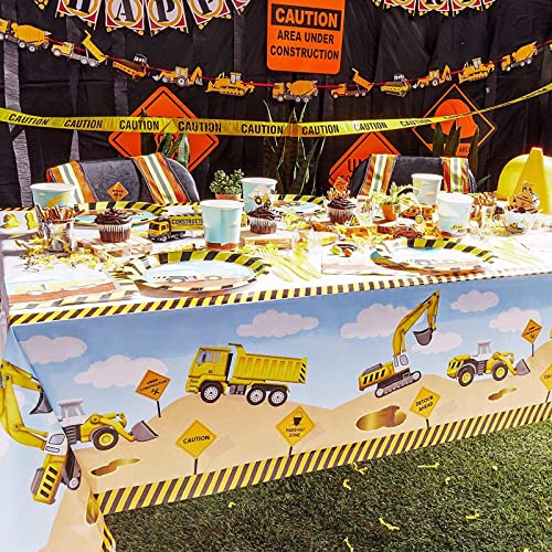 Plastic Construction Tablecloth - 54 x 108 in, 3-Pack for Parties
