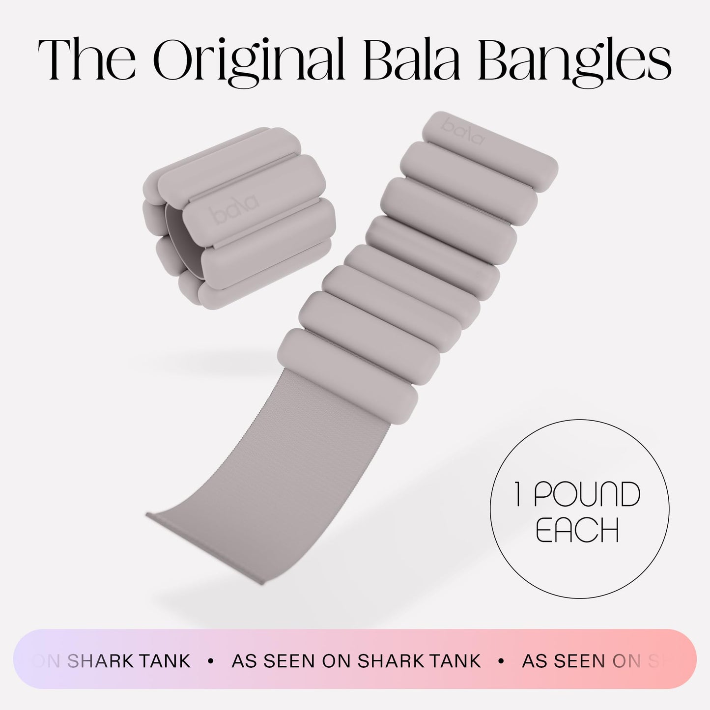 Bala Bangles Wrist & Ankle Weights for Women & Men - 1 lb Adjustable Weighted Bands - Soft Silicone Arm & Leg Weights for Pilates, Yoga, Walking, Barre, Home Workout & Strength Training Exercise