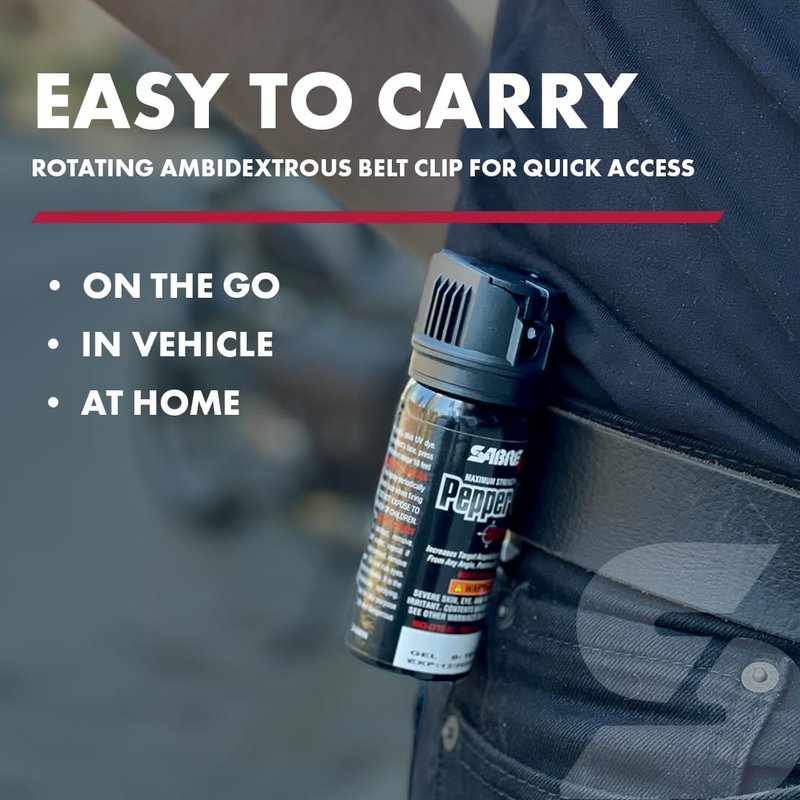 SABRE Crossfire Pepper Gel, Deploys At Any Angle, Maximizes Target Acquisition Against Multiple Threats, Belt Clip For Easy Carry, Fast Flip Top, Max Police Strength OC, Pepper Spray Option 1.5 fl oz