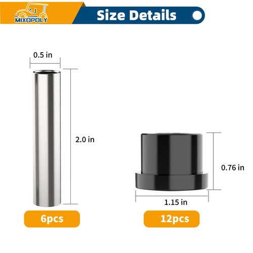 Mixopoly Rear Leaf Spring & Shackle Bushing Sleeve Kit for Club Car Precedent Gas and Electric Golf Cart 2004-Up, Replace 102506601 102506401 102506301