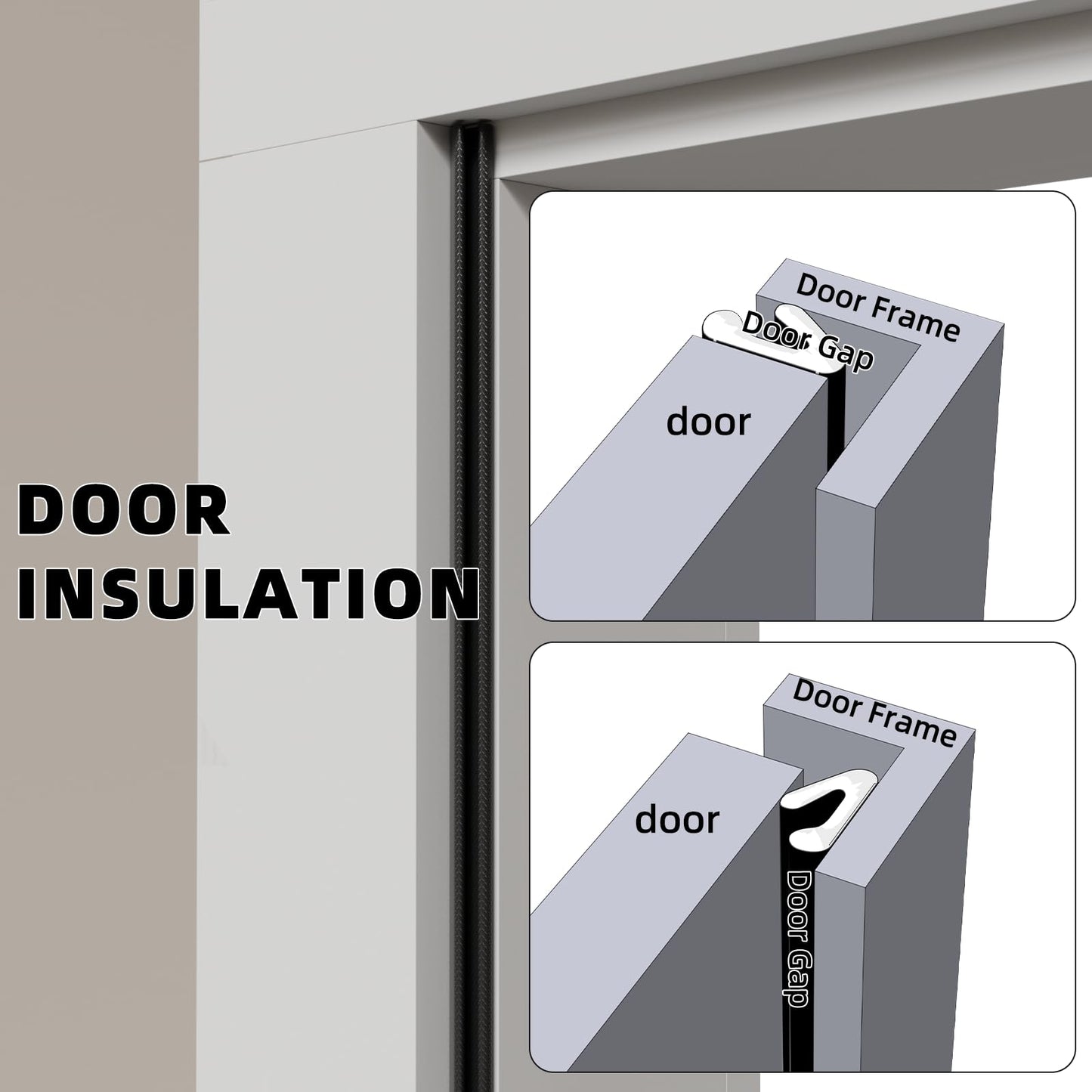 1 Pack*19.6 Ft Self-Adhesive V Shape Foam Window Weather Stripping Door Seal Insulation Strip for Winter, Soundproof Exterior Front Frame Gap Filler, Draft Stopper Tape Noise Light Blocker (White)