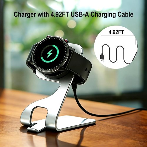 KETOPKIN USB Cable Charging Docks for Amazfit Active,Active Edge,Bip 5,Bip 5 Unity,GTR Mini,GTS4 Mini,Bip 3,Bip 3 Pro,Bip U,GTS 2,GTR 2 Charger (Not Compatible with Amazfit Active 2) (Gray)