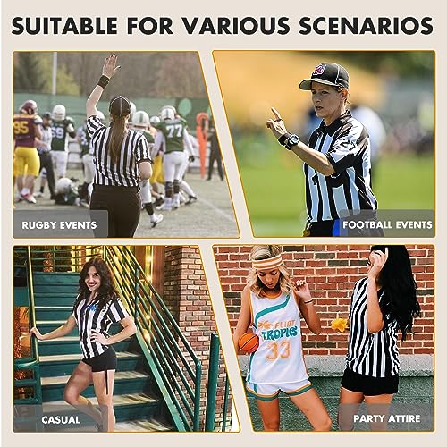 Women's Referee Shirt - Black and White Stripe V Collar - Small