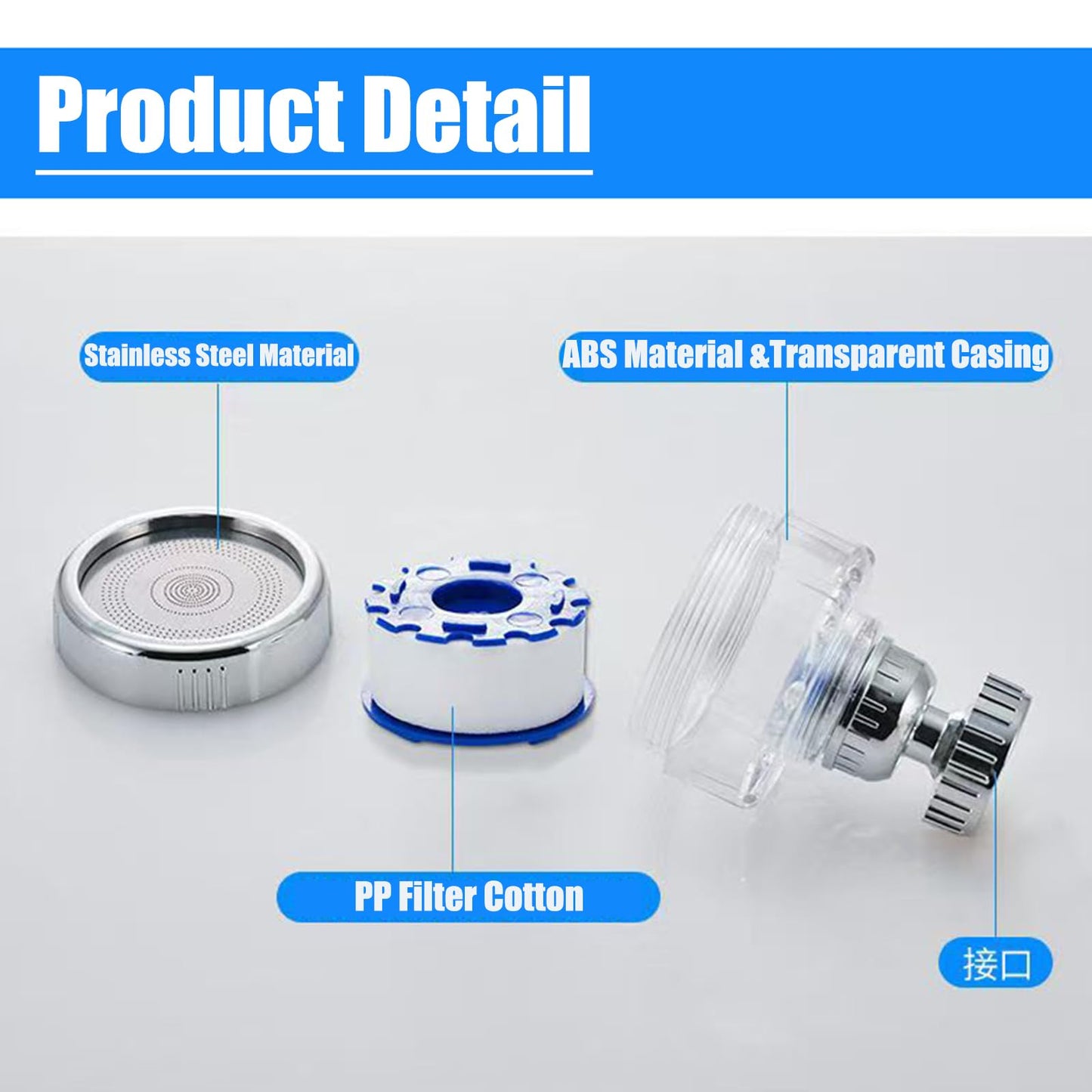 7Pcs Sink Water Filter Faucet with Cartridges, Universal 360 ° Rotating Kitchen Faucet Water Filter Removes Fluoride Heavy Metals Hard Water Compatible with Most Bathroom/Kitchen/Laundry Sink Faucets