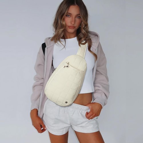 CLUCI Pickleball Bag for Women, Quilted Crossbody Bags for Women Men, Puffer Travel Sling Chest Bag