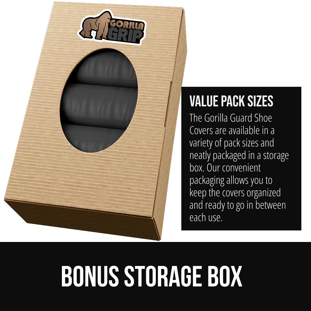 GORILLA GUARD Shoe Covers Disposable, Pack of 50 (25 Pairs) Ankle Booties, Tear and Dust Resistant Accessories for Work, Heavy Duty Safety Boot Cover for Indoors and Outdoors, Secure Fit Black