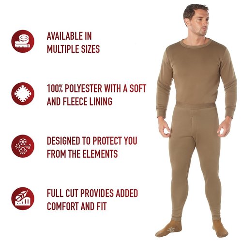 Rothco ECWCS Poly Underwear Bottoms - Insulated Comfortable Cold Weather Base Layer (US, Alpha, 3X-Large, Regular, Regular, AR 670-1 Coyote Brown)