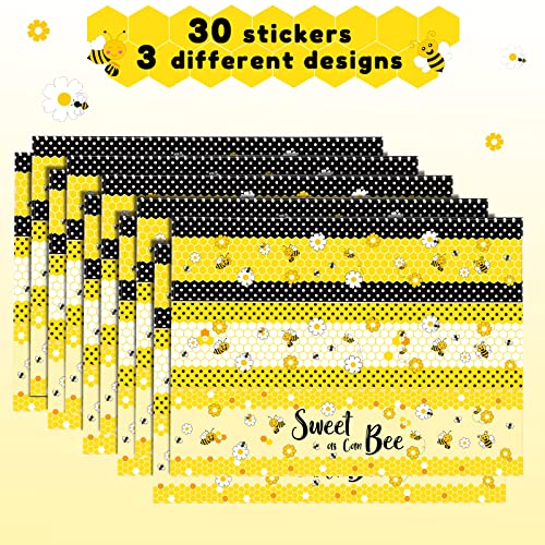30 Pack Bee Party Water Bottle Labels - Waterproof Bee Birthday Decorations
