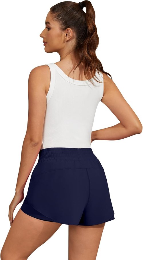 FireSwan Women's 2-in-1 Running Shorts - High Waisted, Quick Dry, Flowy Design with Pockets