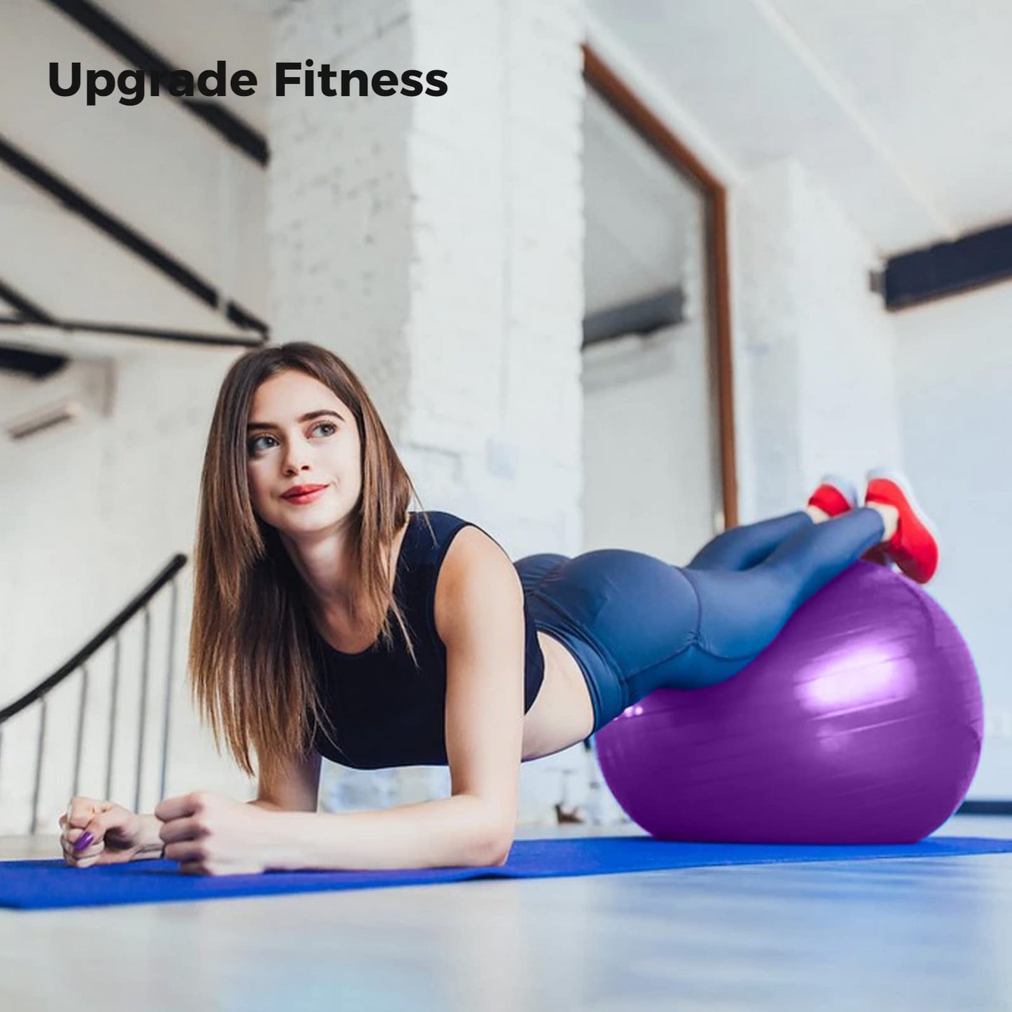 Joyibay Cardio Drumming Equipment Set, Fitness Balance Ball with Pump & 3.2oz Cardio Drumming Sticks, Aerobic Exercise Ball for Workouts, Stability, Pilates, Yoga, Pregnancy Gymnastics
