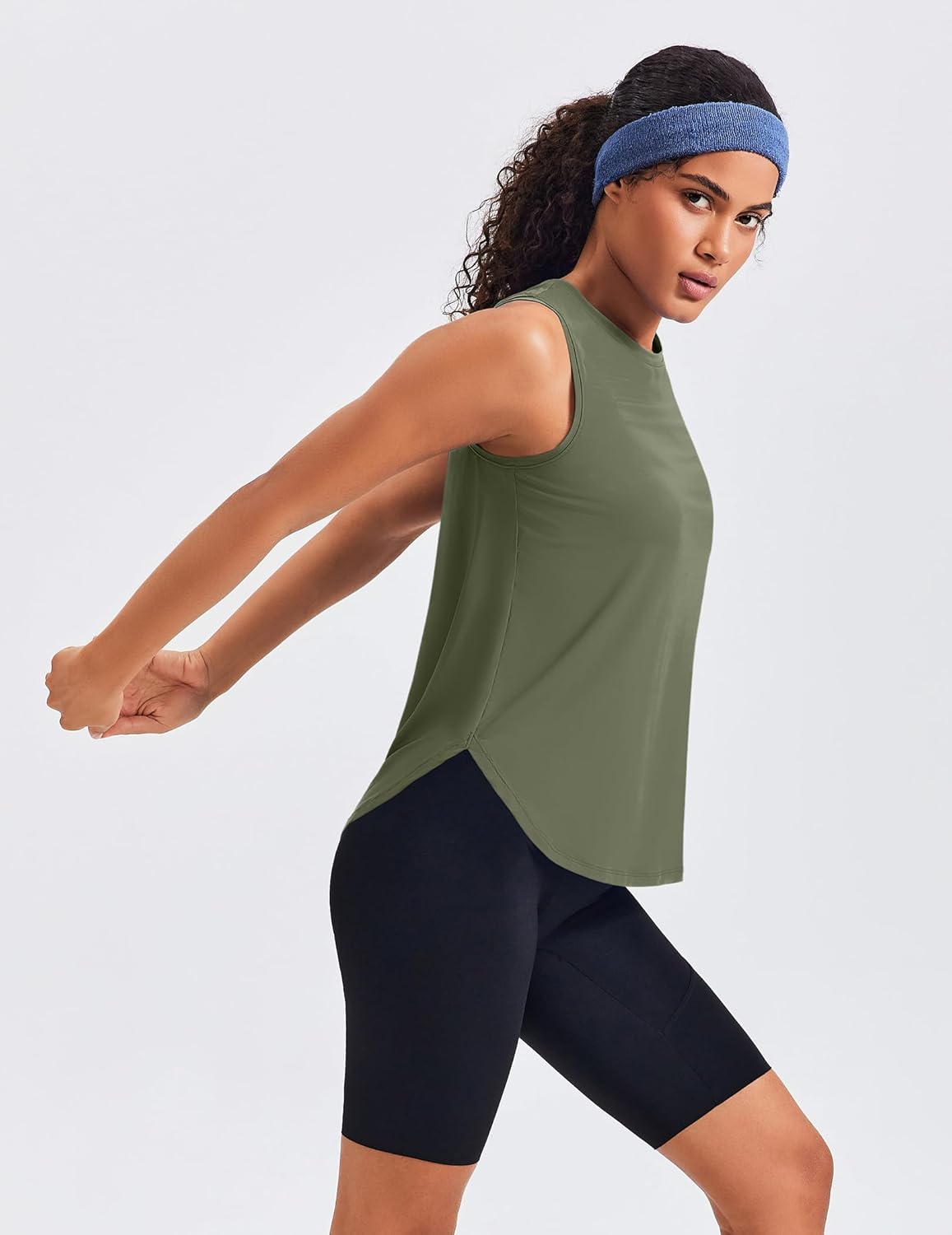 PINSPARK Women's Workout Tank Tops - Soft Sleeveless Yoga Shirts with Back Pleat & UPF 50+ | Athletic Fit