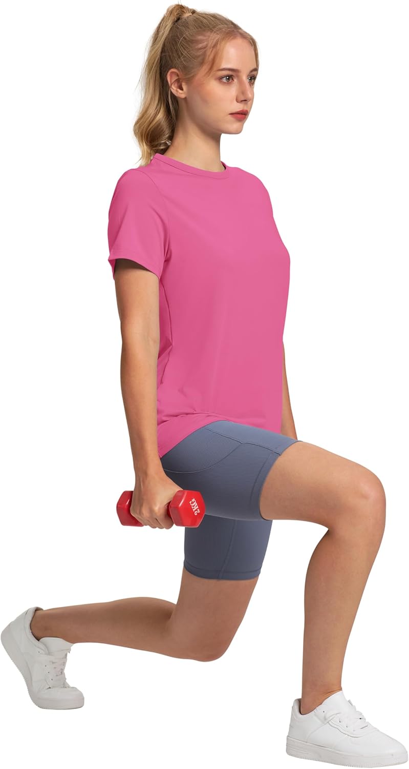 OFEEFAN Women's Workout Top - UPF 50+ Quick Dry Breathable Tee for Yoga, Running & Hiking