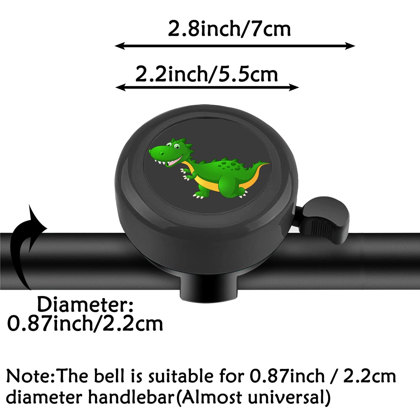 YeloYolker Kids Bike Bell, Cute Handlebar Ring Bell for Boys, Toddlers, Children's Bicycle Accessories for Tricycle, Scooter (Dino)