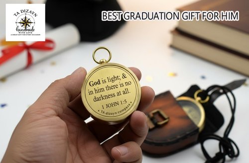 God is Light-1 John 1:5 Quote Engraved Compass with Case, Gift for him, Camping, Backpacking, Gift Compass, Graduation Day Gifts 2026 for Women Men Boys Girls Baptism Christmas