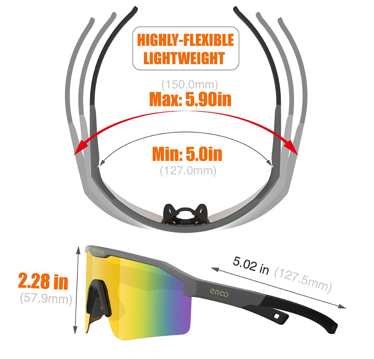 ER00 Eazyrun Polarized Small Baseball Sunglasses for Youth kids Women, Cycling Running MTB Softball Padel Beach Volleyball Sports F2