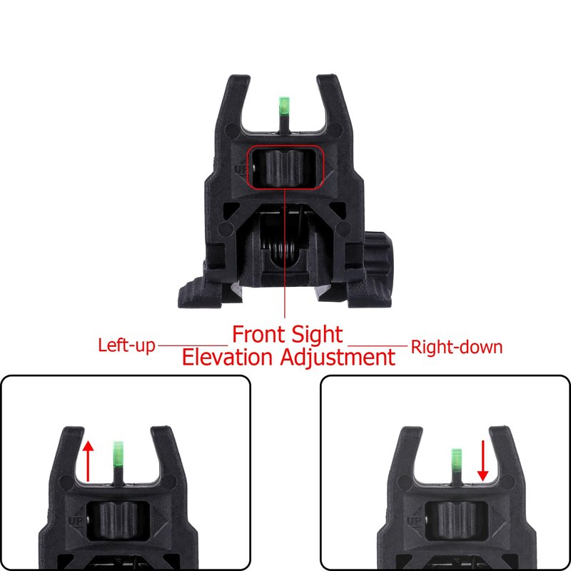 Fiber Optic Sights,Co-Witness Height Red Dot Sight,Flip Up Front and Rear Backup Sights & Green Fiber Optics Dots,Tool-Free Adjustable Front Sight Rapid Transition