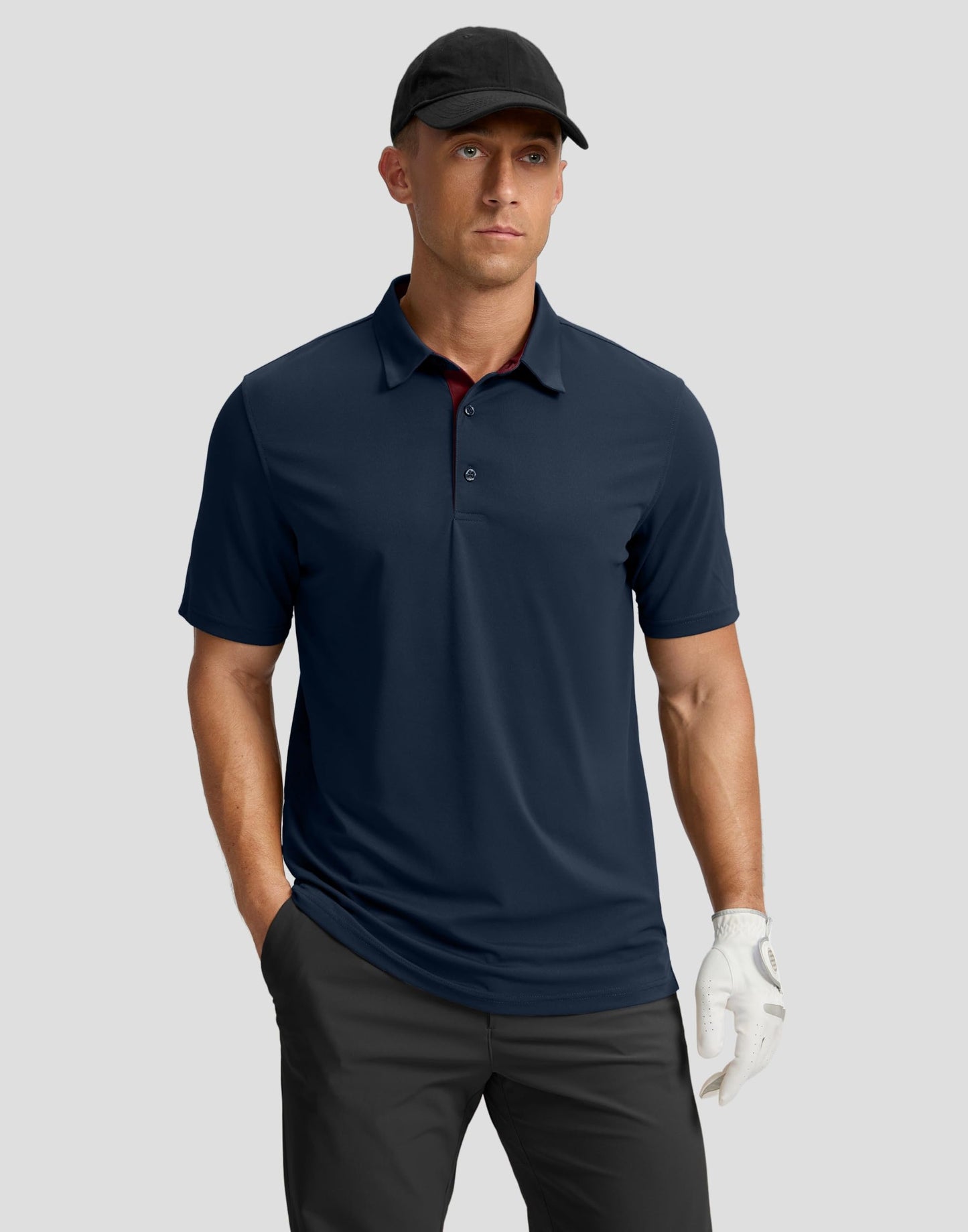 Men's Golf Shirts Dry Fit Moisture Wicking Performance Short Sleeve Collared Polo Shirts for Casual Athletic Business (Navy, 4XL)