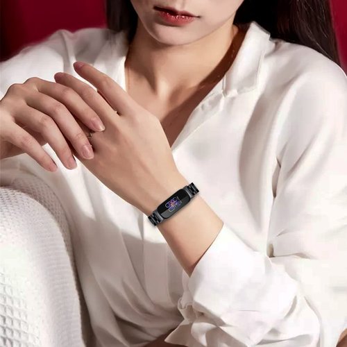 Limque Stainless Steel Band Compatible with Fitbit Inspire 3, Adjustable Metal Watch Bands Bracelets，Wristband Replacement for Women Men(Black)