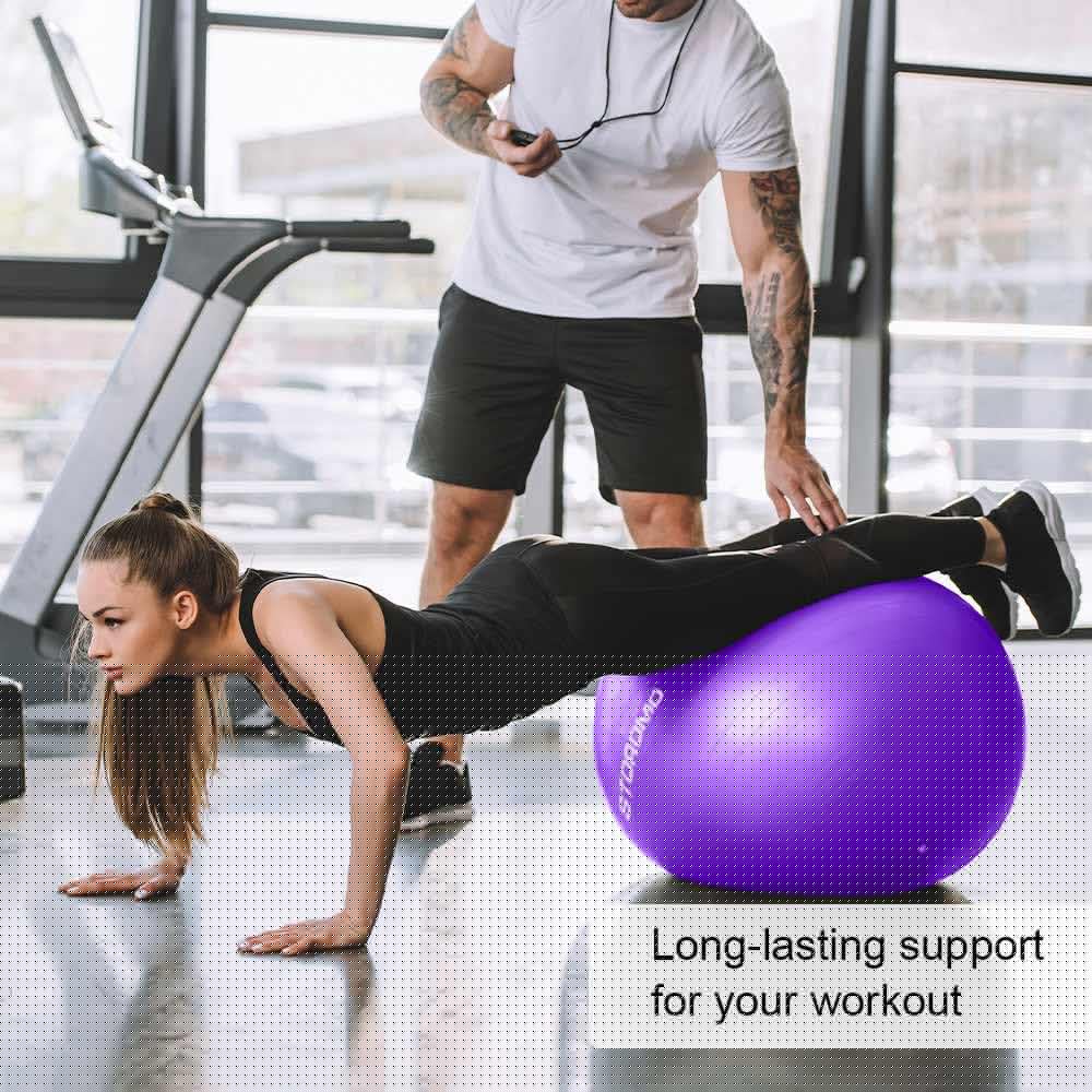 STOROMO Exercise Ball,Yoga Ball(with Exercise Tutorial)，Extra Thick Non-Slip,Holds 2500 lbs, Workout Ball for Pregnancy Birthing and Balance Stability (Purple, 85cm/33.4in)