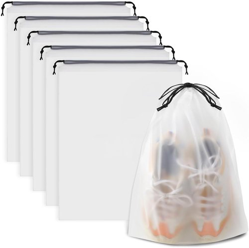 COIDEA Waterproof Travel Shoe Bags - Clear Packing Storage for Men & Women | 15.7 x 11.8 Inches, 5-Pack