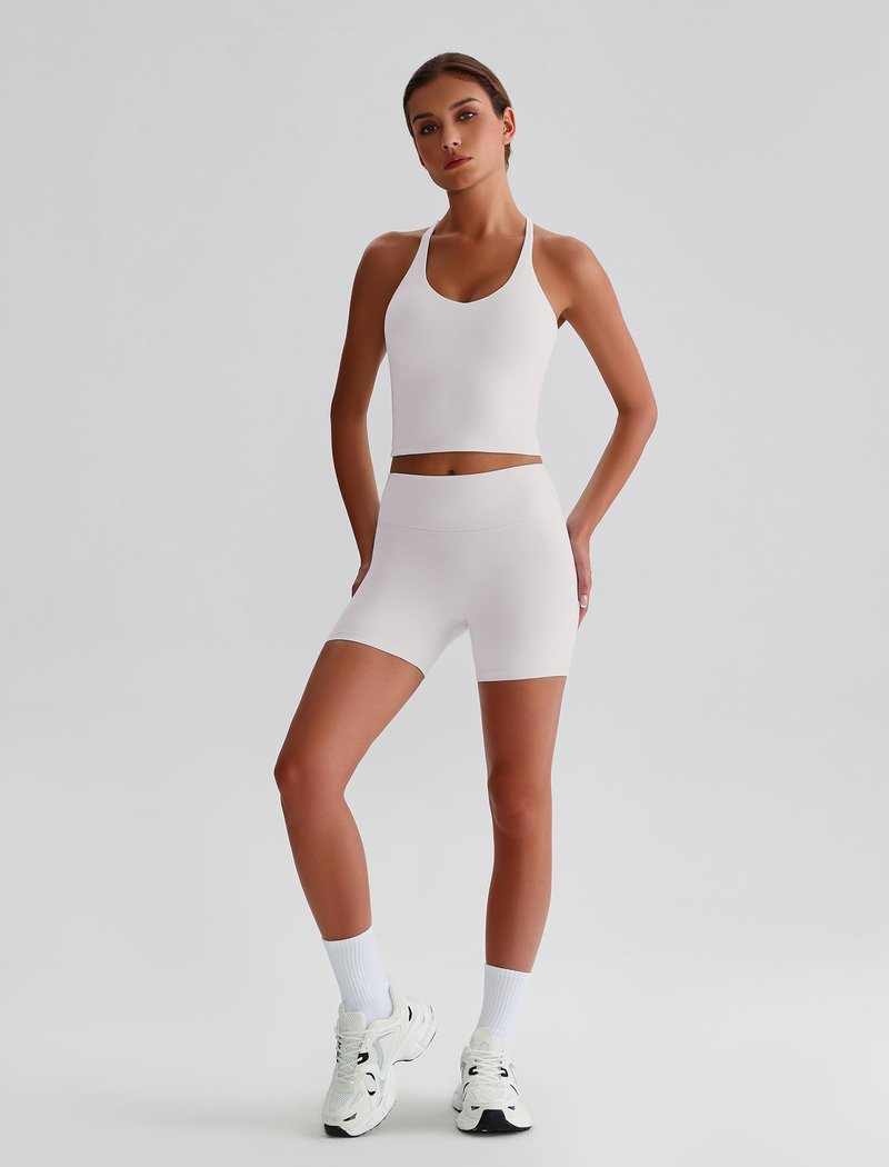 Workout Tops for Women with with Built in Bra Sleeveless Strappy Yoga Pilates Top Camisole Athletic Gym Tops White Small