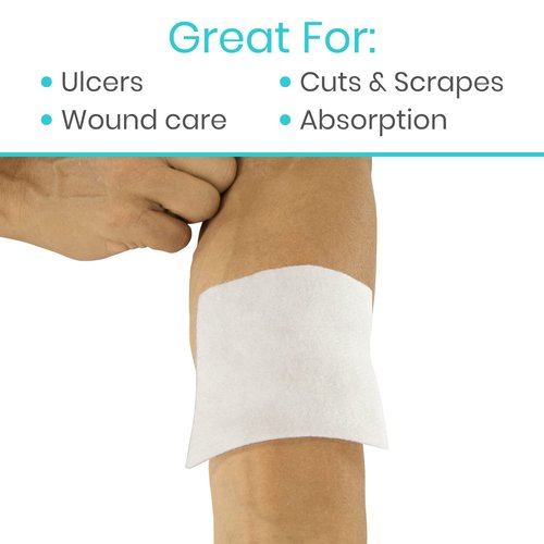 Vive Care 3x3 Sterile Gauze Pads (100 Piece) - Individually Wrapped 2-Pack Wound Dressing for Cleaning & Cushioning - Non-Adhesive Highly Absorbent Bandages