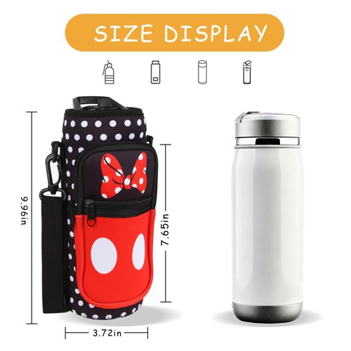 Cute Water Bottle Holder with Strap, Neoprene Insulated Crossbody Sling Bag Carrier with Adjustable Shoulder for 20-32oz Bottles, Phone & Pockets, Perfect for Travel, School & Outdoor Activities