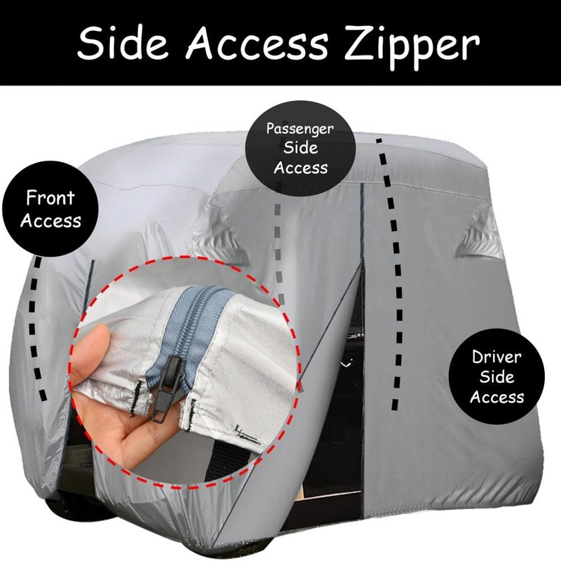 Waterproof Golf Cart Covers 2 Passenger, Aluminum Based Club Car Cover Universal Fits for Club Car, Ezgo, Yamaha & Most Brand