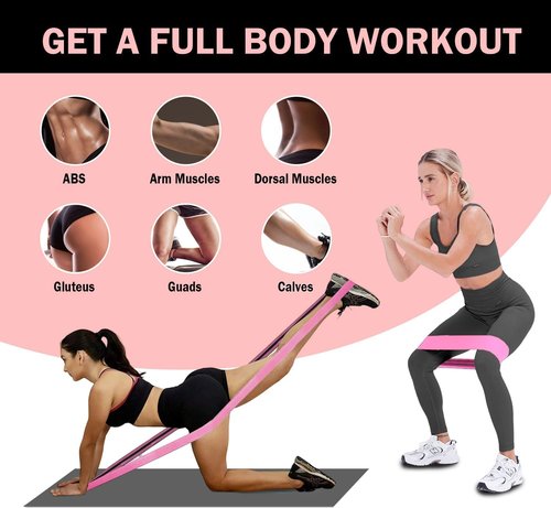 KANGFITER Resistance Bands - Non-Slip Fabric Booty Bands with Door Anchor for Home Workouts | Versatile for Yoga & Pilates
