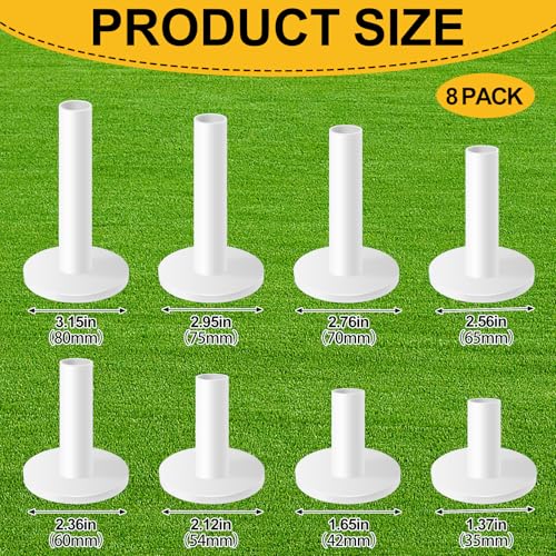 Durable Rubber Golf Tees - 8 Pack Mixed Sizes for Practice