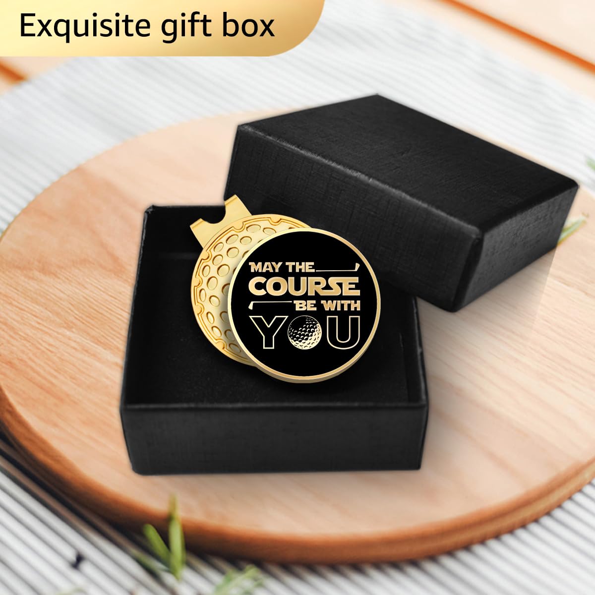 GEYGIE May The Course Be with You Black Gold Golf Ball Marker with Magnetic Hat Clip, Funny Golf Gifts and Accessories for Men Women, Birthday for Golf Fan, Golf Novelty Gift