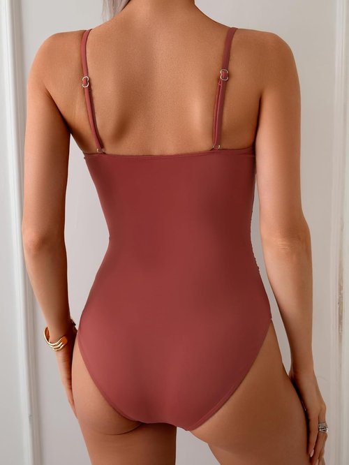 Eomenie One Piece Swimsuit - Tummy Control Ruched Bathing Suit with Cutout & U Wire Design