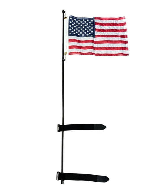 South Wind Designs Golf Cart Flagpole - Easy Install Flag Pole Mount Kit on Rear Safety Bar & Arm Rests, Weatherproof Fiberglass, Ideal for Flags & Banners, No Tool Needed - Flagpole & 12x18" USA Flag