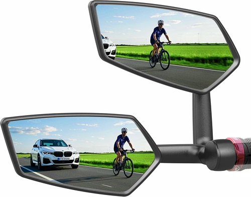 RBRL Bike Mirror 360° Adjustable, Wide Angle Rearview Mirror for Bicycle, E-Bike, MTB, Anti-shake Handlebar Bicycle Mirror, Lightweight & Universal Fit (left)